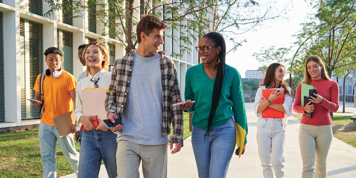 students walking together