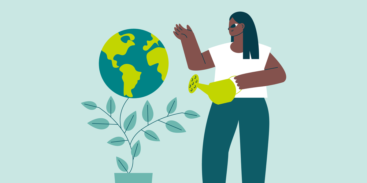 woman watering a plant