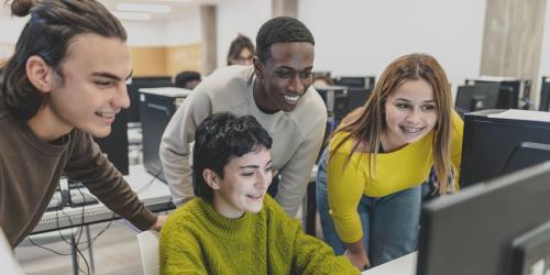 students at a computer