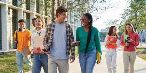 students walking together