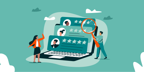 Two people looking through different applicants